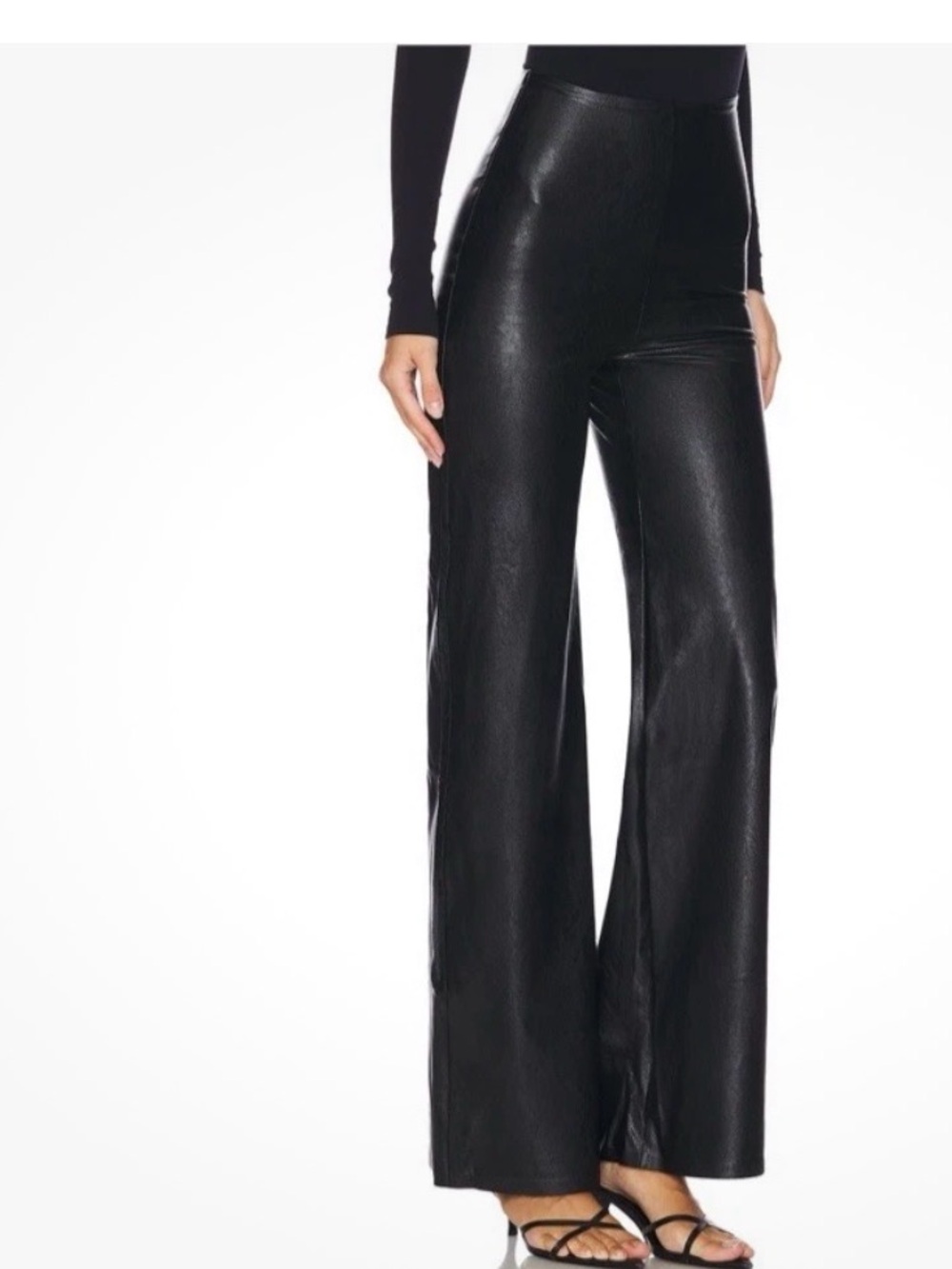 Commando High-Rise Wide-Leg Faux Leather Pants - Black size Small